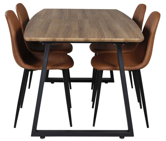 Venture Design Inca & Polar spisegruppe Natur/brun 4 st stoler & bord 160 x 85 cm