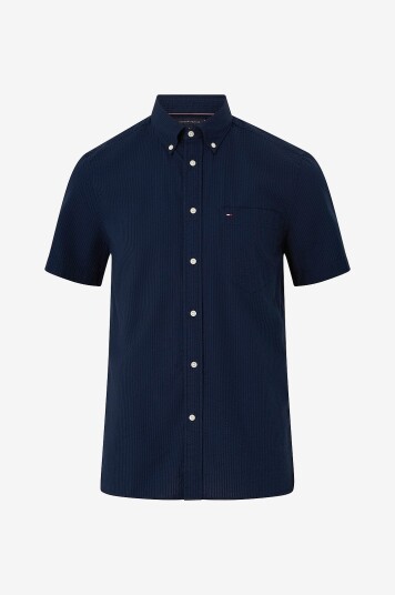 Tommy Hilfiger Skjorte Seersucker Solid SS RF Shirt Blå