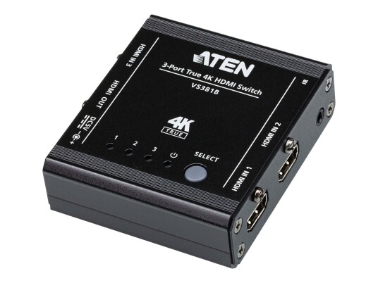 Aten 3-Port HDMI Videobryter med IR-kontroll og 4K HD Pass-through