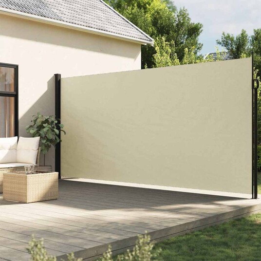 Uttrekkbar sidemarkise kremhvit 220x500 cm 4004475