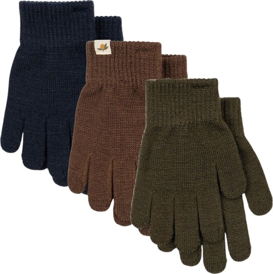 Konges Sløjd Hansker - Strikk - 3-pack - Fyll - Forest Mix - Konges Sløjd - 5-8 år (110-128) - Handsker Armygrønn Brun Marineblå