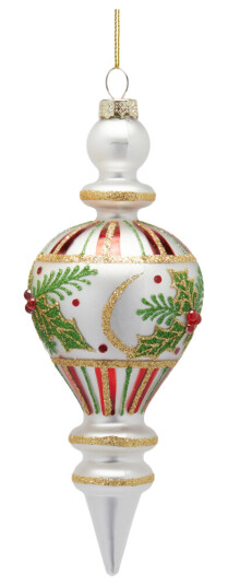Edg Enzo De Gasperi Julekule h20 cm ø8 hvit og grønn oval