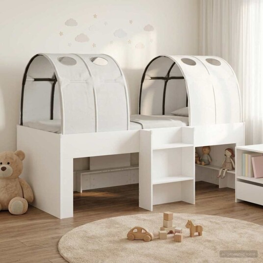  Seng med tunnel 4 pcs Hvit Konstruert tre
