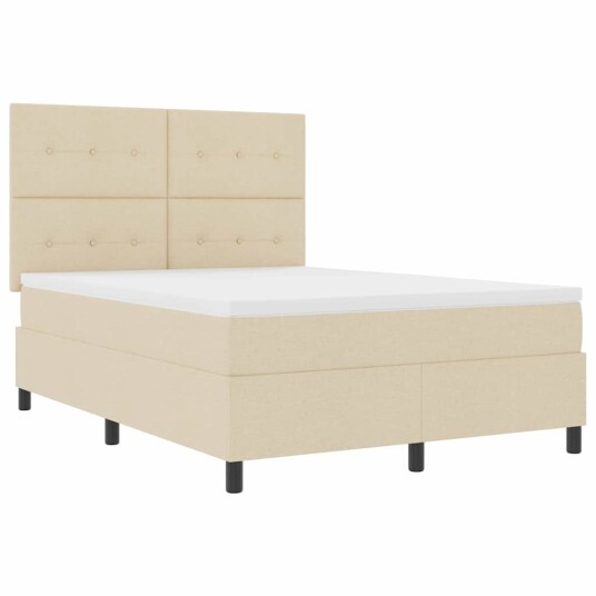 Box Spring Seng med Madrass Krem 140x200 cm Stoff 3339397