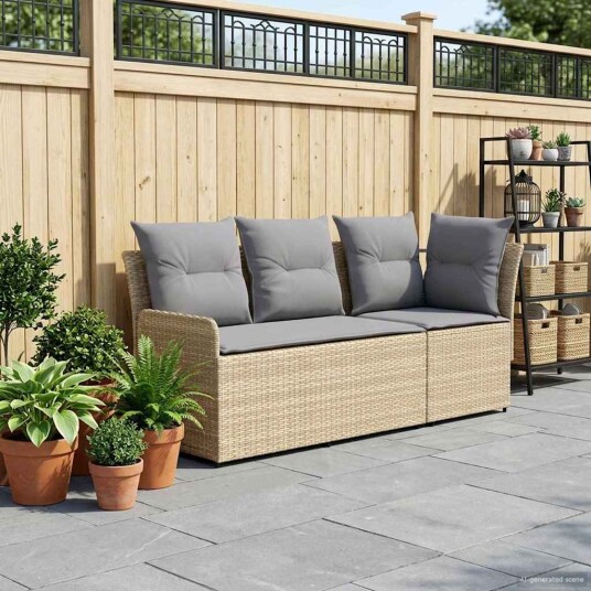 vidaXL Hage Armstøtte Sofa med Hjørnesofa 2 Stk Beige og lys grå