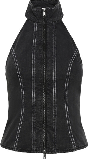 Weekday Halterneck Zip Top Black 38