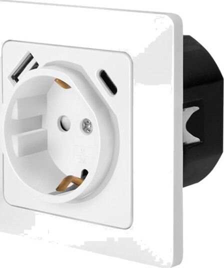 LogiLink Wall outlet 1 socket+ 1-port USB-A + 1port USB-C charger