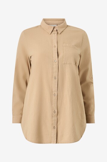 KAFFE Curve Lang skjorte kcNana Shirt Tunic Beige