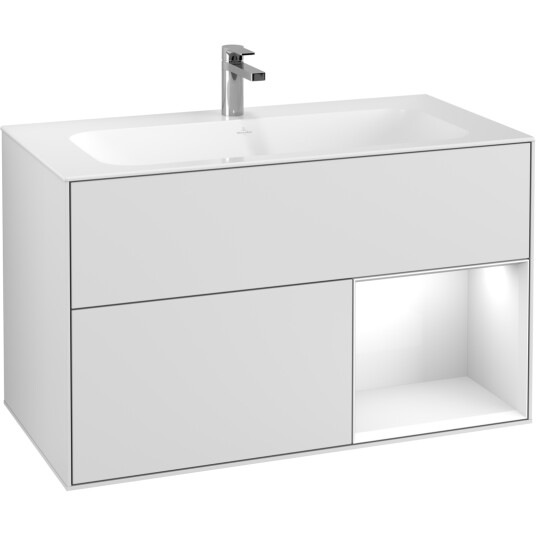 VILLEROY & BOCH FINION SERVANTSKAP 100 HVIT MATT LAKK M/LYS HØYRESTILT HVIT HYLLE