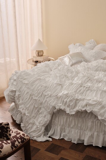 Ellos Home Dynetrekk Juliette Elastic Frill i vasket bomull 2 deler Hvit Ellos Home Dynetrekk Juliette Elastic Frill i vasket bomull 2 deler Hvit