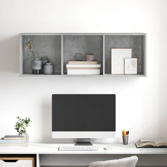 vidaXL Vegghengt TV-benk betonggrå 37x37x107 cm sponplate