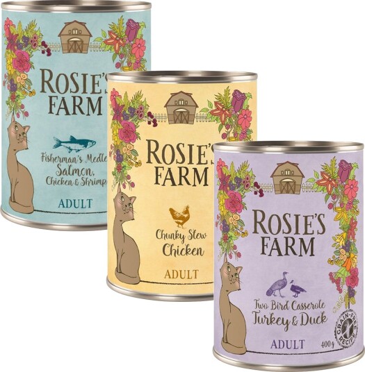 Rosie'S Farm Våtfôr Adult Sparepakke Mix Pakke 3 Sorter 12 X 400 G