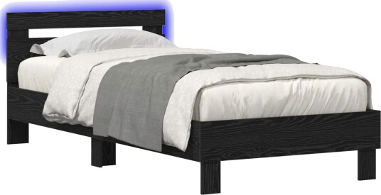  Sengestativ med LED Svart eik 80 x 200 cm Konstruert tre