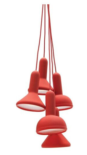 Established & Sons Torch S5 Taklampe Rød M. Rød Ledning - 5 Stykk Established & Sons Torch S5 Taklampe Rød M. Rød Ledning - 5 Stykk