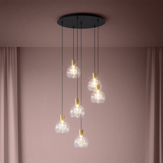 Pendellampe Stars of Light Terqu dimmbar Gull / Messing Stue Glass Moderne Gull / Messing