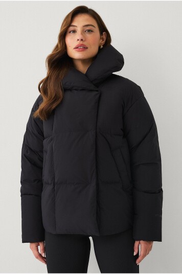 Áhkká - Dun jakke Warm Quilted Jacket With Shawl - Svart