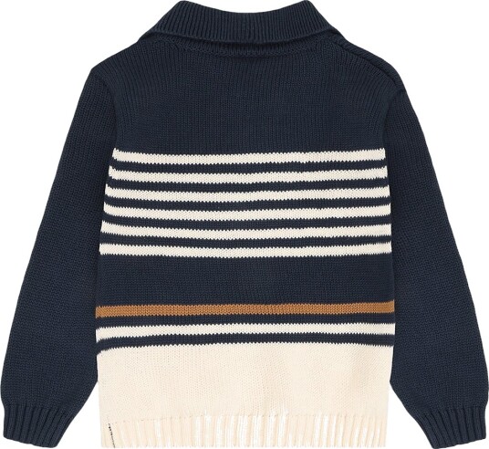 Hust and Claire Genser   Strikk   HCPelle Stripe   Blues   Hust and Claire   4 år (104)   Genser Brun Hvit Marineblå