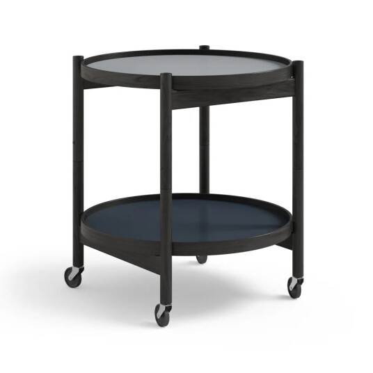 Brdr. Krüger Bølling Tray Table model 50 rullebord water, sortlakkert eikestativ