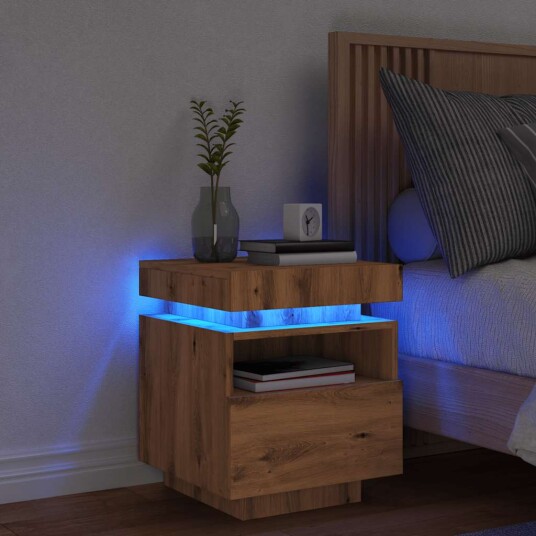  Nattbord med LED artisan eik 40x39x48,5 cm 8721158446473