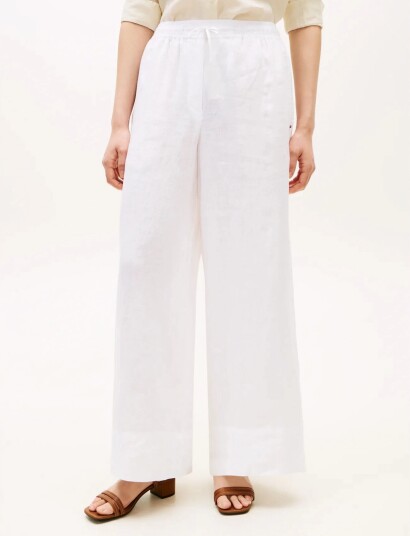 Tommy Hilfiger Ess Linen Pull On Pants   White   M
