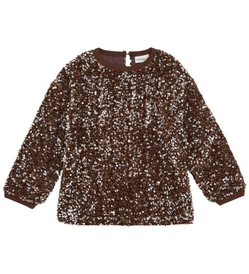 Minymo Blouse Ls W. Sequins - Brown - 110