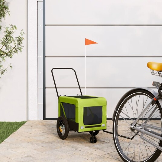  Kjæledyrsykkelhenger grønn og svart oxfordstoff og jern 93934