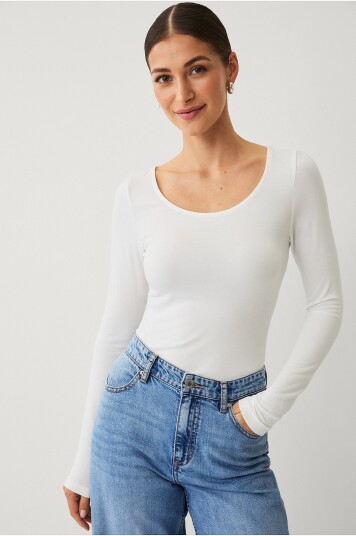 Ellos Collection Topp med rund hals Hvit