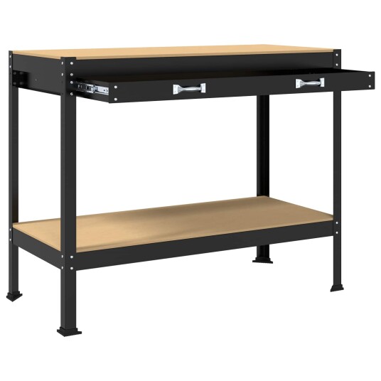  Arbeidsbenk med skuff Svart 114cm