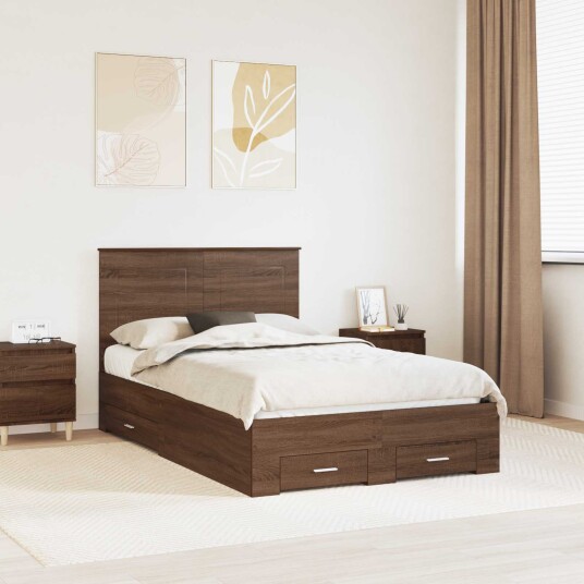 Sengestamme Brun Eik og Sølv 135 x 190 cm Konstruert tre