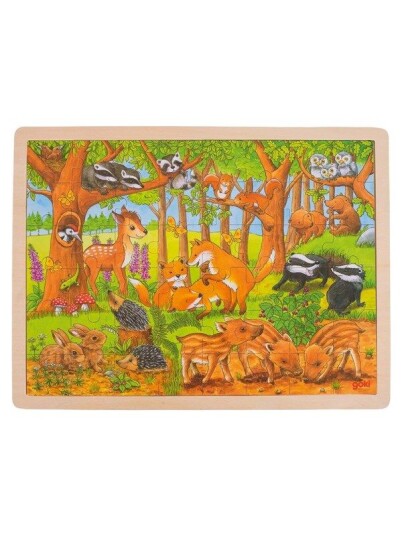 Goki Wooden Jigsaw Puzzle - Forest Animals 48st. Tre
