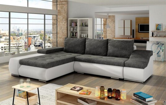 Seksjon Eltap Ontario 295x200x82 cm Berlin 02 Soft 17 Svart Hvit Venstre
