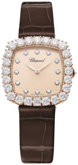 Chopard Dameklokke 13A386 5107 L Heure Du Diamant Rosegullfarget/Lær
