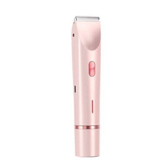 2-i-1 Bikini Trimmer Elektrisk Barbermaskin for Kvinner, Vanntett Hårfjerning, Barbering av Ben Armer Armhuler Ansikt, Dobbelthode, Type-C Rosa