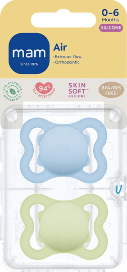 MAM Air Silicone 0-6m Neutral 2pcs