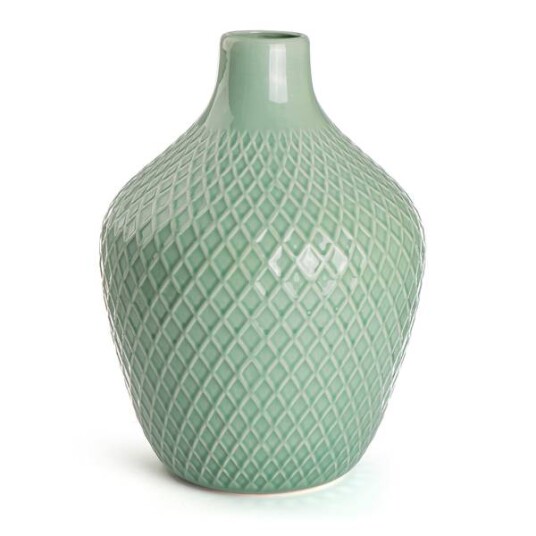 Vase urne Retro m/rutemønster grønn - 40 cm