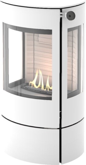 Caro 90 hvit frittstående biopeis med sideglass og ståldør Caro 90 hvit frittstående biopeis med sideglass og ståldør