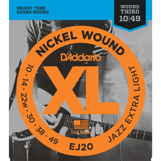 D'Addario EJ20 El. gitar strenger 010-049 XL-Jazz XLight