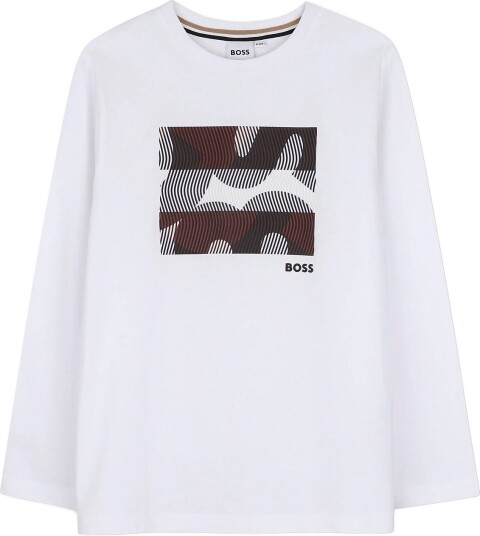BOSS Long Sleeve T Shirt White 104