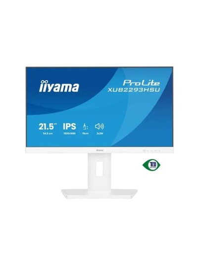 Iiyama ProLite XUB2293HSU 22" LED PC-skjerm Full HD 1080p med IPS-teknologi og justerbar høyde Hvit