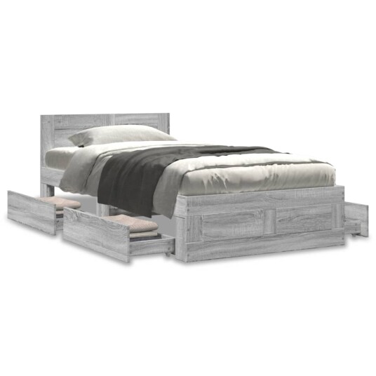  Sengeramme med hodegavl grå sonoma 75x190 cm konstruert tre 8721102856273