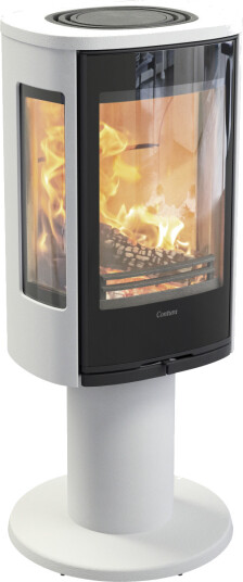 Contura 886G Style hvit vedovn på pidestall med sideglass og glassdør Contura 886G Style hvit vedovn på pidestall med sideglass og glassdør