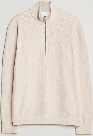 NN07 Danny Rib Knitted Half Zip Ivory
