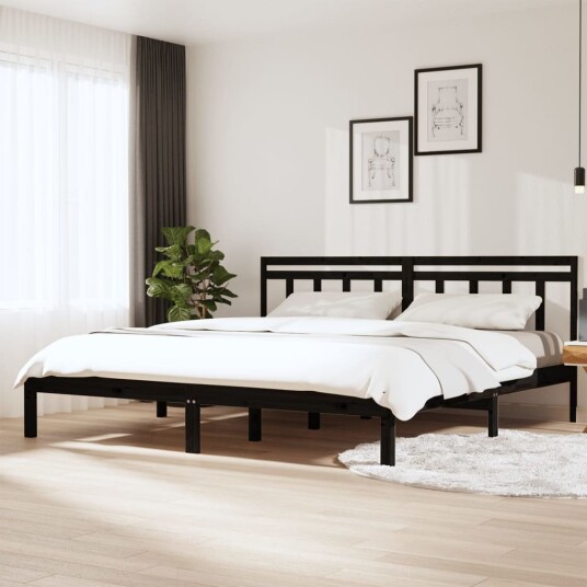 vidaXL Sengeramme svart heltre furu 200x200 cm