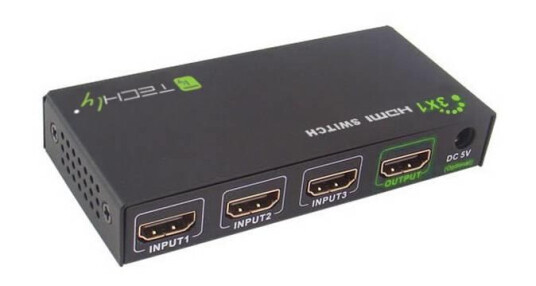 TECHLY HDMI Videobryter 4K 3 Innganger med Fjernkontroll