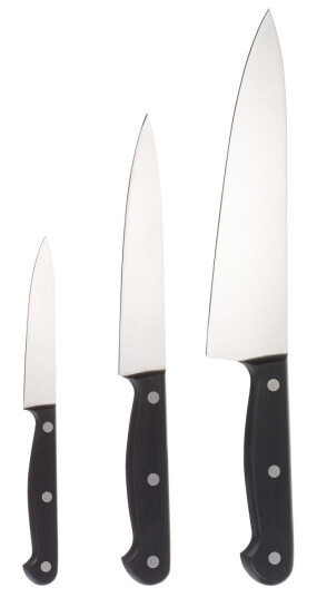 PULSIVA Knivsett POM 3 deler; Bladlengde 10 cm, 20 cm (L); Svart