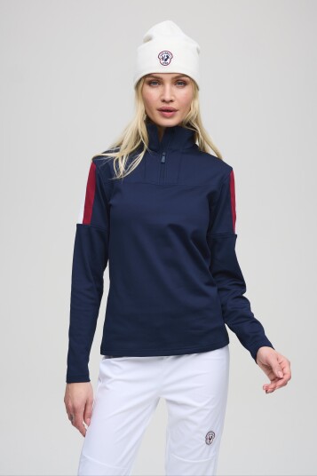 Les Arcs Rosalie Zip Neck Dame Navy S Les Arcs Rosalie Zip Neck Dame Navy S