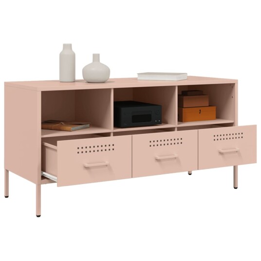  TV-benk rosa 100,5x39x50,5 cm kaldvalset stål 843037