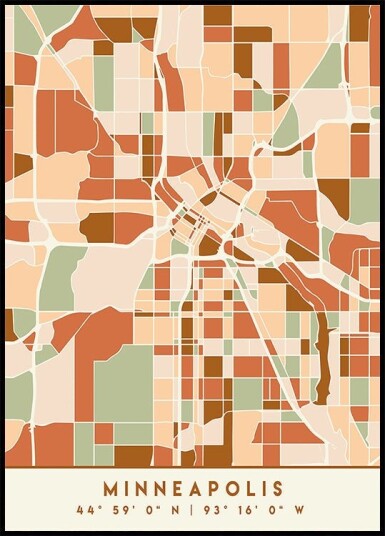 Black Maps Earth Tones 55 Poster Plakat / 40x50cm