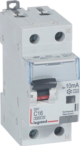 Legrand Kombinasjonsbryter DX3 RCBO C 16A 2P 10mA, 2M, 6/10kA, type A