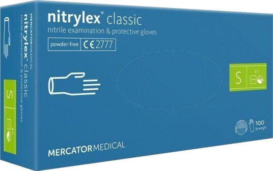 Mercator Nitrylex Classic, blå 100-pakning, størrelse S